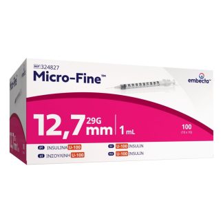 embecta | BD Micro-Fine  | seringă 1 ml, U-100, cu ac incastrat 29G, 0.33 x 12.7 mm, set 10 buc